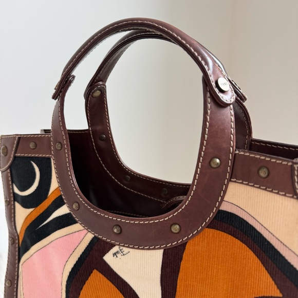 Authentic vintage Emilio Pucci corduroy multicolour top handle bag - Picture 3 of 9